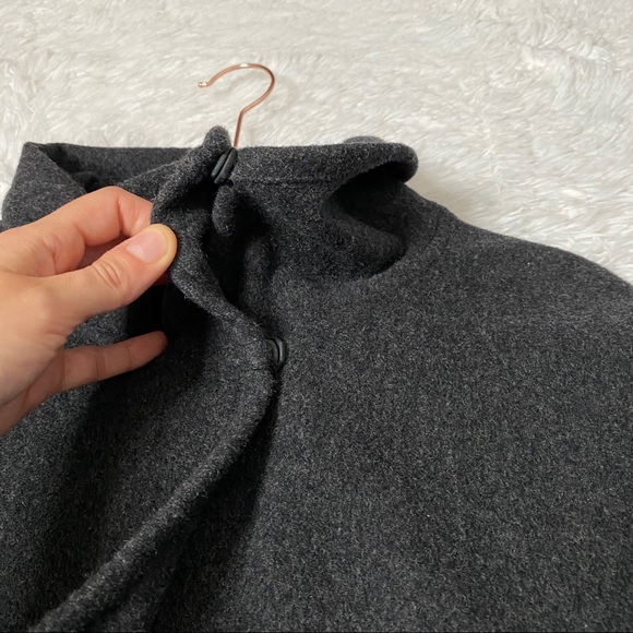 Eileen Fisher Grey Wool Cape Coat Jacket - Picture 4 of 7